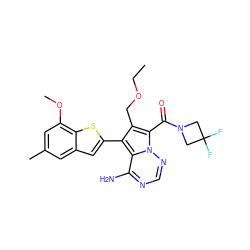 CCOCc1c(-c2cc3cc(C)cc(OC)c3s2)c2c(N)ncnn2c1C(=O)N1CC(F)(F)C1 ZINC000220098508