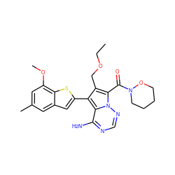 CCOCc1c(-c2cc3cc(C)cc(OC)c3s2)c2c(N)ncnn2c1C(=O)N1CCCCO1 ZINC000220097590