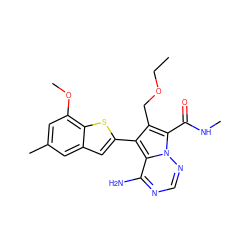 CCOCc1c(-c2cc3cc(C)cc(OC)c3s2)c2c(N)ncnn2c1C(=O)NC ZINC000220097304