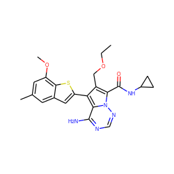 CCOCc1c(-c2cc3cc(C)cc(OC)c3s2)c2c(N)ncnn2c1C(=O)NC1CC1 ZINC000220392562