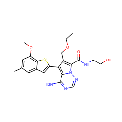 CCOCc1c(-c2cc3cc(C)cc(OC)c3s2)c2c(N)ncnn2c1C(=O)NCCO ZINC000220097112