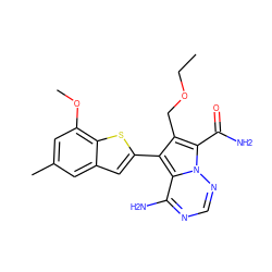 CCOCc1c(-c2cc3cc(C)cc(OC)c3s2)c2c(N)ncnn2c1C(N)=O ZINC000220097208