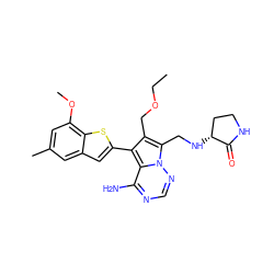 CCOCc1c(-c2cc3cc(C)cc(OC)c3s2)c2c(N)ncnn2c1CN[C@@H]1CCNC1=O ZINC000207342385