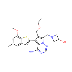 CCOCc1c(-c2cc3cc(C)cc(OC)c3s2)c2c(N)ncnn2c1CN1CC(O)C1 ZINC000220096117