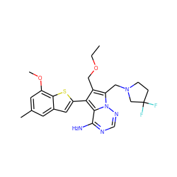 CCOCc1c(-c2cc3cc(C)cc(OC)c3s2)c2c(N)ncnn2c1CN1CCC(F)(F)C1 ZINC000220096718