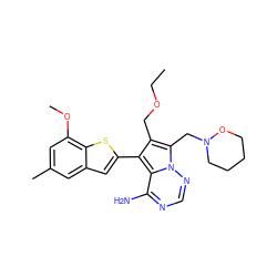 CCOCc1c(-c2cc3cc(C)cc(OC)c3s2)c2c(N)ncnn2c1CN1CCCCO1 ZINC000220095850