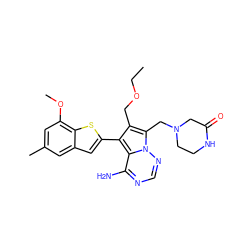 CCOCc1c(-c2cc3cc(C)cc(OC)c3s2)c2c(N)ncnn2c1CN1CCNC(=O)C1 ZINC000207338331