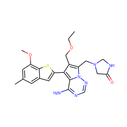 CCOCc1c(-c2cc3cc(C)cc(OC)c3s2)c2c(N)ncnn2c1CN1CNC(=O)C1 ZINC000220096819