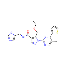 CCOCc1c(C(=O)NCc2cncn2C)cnn1-c1ncc(C)c(-c2cccs2)n1 ZINC000096273277