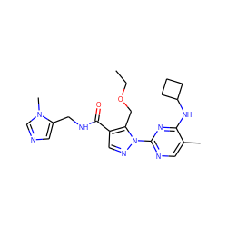 CCOCc1c(C(=O)NCc2cncn2C)cnn1-c1ncc(C)c(NC2CCC2)n1 ZINC000096273272