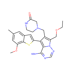 CCOCc1c(CN2CCNC(=O)C2)c(-c2cc3cc(C)cc(OC)c3s2)c2c(N)ncnn12 ZINC000218068008