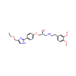 CCOCc1c[nH]c(-c2ccc(OC[C@@H](O)CNCCc3ccc(OC)c(OC)c3)cc2)n1 ZINC000026015842