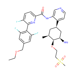 CCOCc1cc(F)c(-c2nc(C(=O)Nc3cnccc3[C@@H]3C[C@H](C)[C@H](OCCS(C)(=O)=O)[C@H](N)C3)ccc2F)c(F)c1 ZINC000261133387