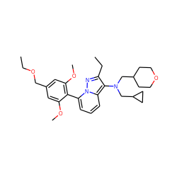 CCOCc1cc(OC)c(-c2cccc3c(N(CC4CCOCC4)CC4CC4)c(CC)nn23)c(OC)c1 ZINC000033974116