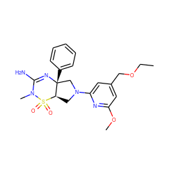 CCOCc1cc(OC)nc(N2C[C@@H]3[C@@](c4ccccc4)(C2)N=C(N)N(C)S3(=O)=O)c1 ZINC000219512251