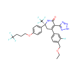 CCOCc1ccc(C2=C(c3nn[nH]n3)C(=O)N[C@@](c3ccc(OCCCC(F)(F)F)cc3)(C(F)(F)F)C2)cc1F ZINC001772656192