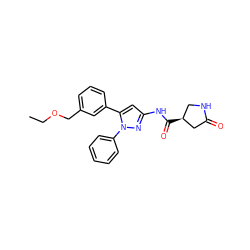 CCOCc1cccc(-c2cc(NC(=O)[C@H]3CNC(=O)C3)nn2-c2ccccc2)c1 ZINC000169707202