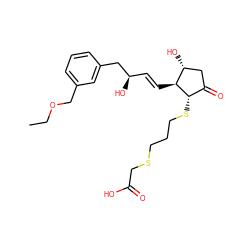 CCOCc1cccc(C[C@H](O)/C=C/[C@H]2[C@H](O)CC(=O)[C@@H]2SCCCSCC(=O)O)c1 ZINC000013836456