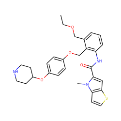 CCOCc1cccc(NC(=O)c2cc3sccc3n2C)c1COc1ccc(OC2CCNCC2)cc1 ZINC001772650036