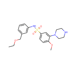 CCOCc1cccc(NS(=O)(=O)c2ccc(OC)c(N3CCNCC3)c2)c1 ZINC000095571949