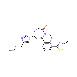 CCOCc1cn(C2=NCC(=O)N3CCc4c(cccc4-c4nc(C)cs4)C3=C2)cn1 ZINC000149225499