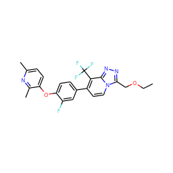 CCOCc1nnc2c(C(F)(F)F)c(-c3ccc(Oc4ccc(C)nc4C)c(F)c3)ccn12 ZINC000114499622