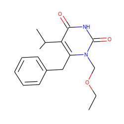 CCOCn1c(Cc2ccccc2)c(C(C)C)c(=O)[nH]c1=O ZINC000001536588