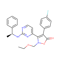 CCOCn1oc(=O)c(-c2ccc(F)cc2)c1-c1ccnc(N[C@@H](C)c2ccccc2)n1 ZINC000028525608