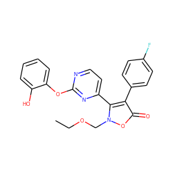 CCOCn1oc(=O)c(-c2ccc(F)cc2)c1-c1ccnc(Oc2ccccc2O)n1 ZINC000016051715