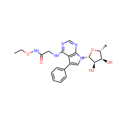 CCONC(=O)CNc1ncnc2c1c(-c1ccccc1)cn2[C@@H]1O[C@H](C)[C@@H](O)[C@H]1O ZINC000013676889