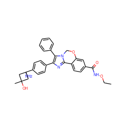 CCONC(=O)c1ccc2c(c1)OCn1c-2nc(-c2ccc(C3(N)CC(C)(O)C3)cc2)c1-c1ccccc1 ZINC000169703914