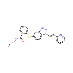 CCONC(=O)c1ccccc1Sc1ccc2c(/C=C/c3ccccn3)n[nH]c2c1 ZINC000139223259