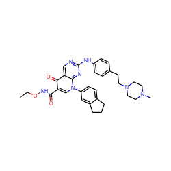 CCONC(=O)c1cn(-c2ccc3c(c2)CCC3)c2nc(Nc3ccc(CCN4CCN(C)CC4)cc3)ncc2c1=O ZINC000044351584