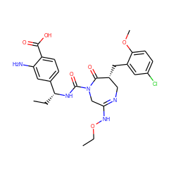 CCONC1=NC[C@@H](Cc2cc(Cl)ccc2OC)C(=O)N(C(=O)N[C@H](CC)c2ccc(C(=O)O)c(N)c2)C1 ZINC000219478443