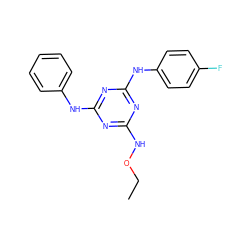 CCONc1nc(Nc2ccccc2)nc(Nc2ccc(F)cc2)n1 ZINC001772607187