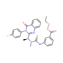 CCOOC(=O)c1cccc(NC(=O)N(C)[C@@H](C)c2nc3ccccc3c(=O)n2-c2ccc(F)cc2)c1 ZINC001772639905