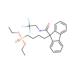 CCOP(=O)(CCCCC1(C(=O)NCC(F)(F)F)c2ccccc2-c2ccccc21)OCC ZINC000013488989