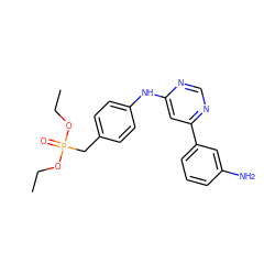 CCOP(=O)(Cc1ccc(Nc2cc(-c3cccc(N)c3)ncn2)cc1)OCC ZINC000169346757