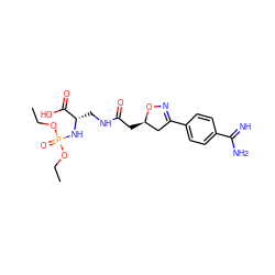 CCOP(=O)(N[C@@H](CNC(=O)C[C@@H]1CC(c2ccc(C(=N)N)cc2)=NO1)C(=O)O)OCC ZINC000028257800