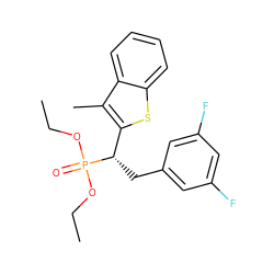 CCOP(=O)(OCC)[C@@H](Cc1cc(F)cc(F)c1)c1sc2ccccc2c1C ZINC000084619585