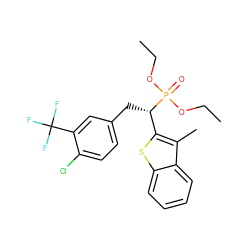 CCOP(=O)(OCC)[C@@H](Cc1ccc(Cl)c(C(F)(F)F)c1)c1sc2ccccc2c1C ZINC000084587773