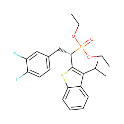 CCOP(=O)(OCC)[C@@H](Cc1ccc(F)c(F)c1)c1sc2ccccc2c1C(C)C ZINC000084635357