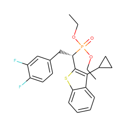 CCOP(=O)(OCC)[C@@H](Cc1ccc(F)c(F)c1)c1sc2ccccc2c1C1CC1 ZINC000084586847