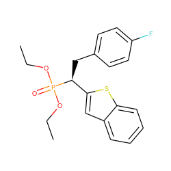 CCOP(=O)(OCC)[C@@H](Cc1ccc(F)cc1)c1cc2ccccc2s1 ZINC000084632915