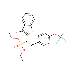 CCOP(=O)(OCC)[C@@H](Cc1ccc(OC(F)(F)F)cc1)c1sc2ccccc2c1C ZINC000084619582