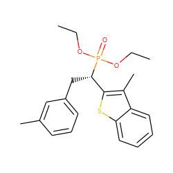 CCOP(=O)(OCC)[C@@H](Cc1cccc(C)c1)c1sc2ccccc2c1C ZINC000084635100