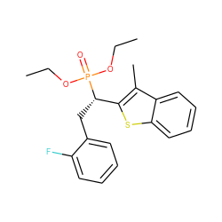 CCOP(=O)(OCC)[C@@H](Cc1ccccc1F)c1sc2ccccc2c1C ZINC000084616173