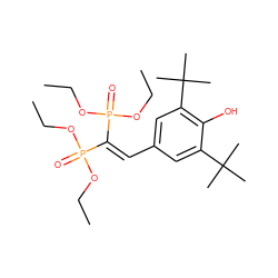 CCOP(=O)(OCC)C(=Cc1cc(C(C)(C)C)c(O)c(C(C)(C)C)c1)P(=O)(OCC)OCC ZINC000003799969