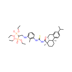 CCOP(=O)(OCC)C(CNc1cccc(NC(=S)NC(=O)[C@]2(C)CCC[C@]3(C)c4ccc(C(C)C)cc4CC[C@H]32)c1C)P(=O)(OCC)OCC ZINC000653706052