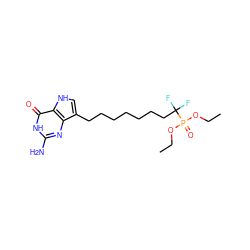 CCOP(=O)(OCC)C(F)(F)CCCCCCCc1c[nH]c2c(=O)[nH]c(N)nc12 ZINC000045372629